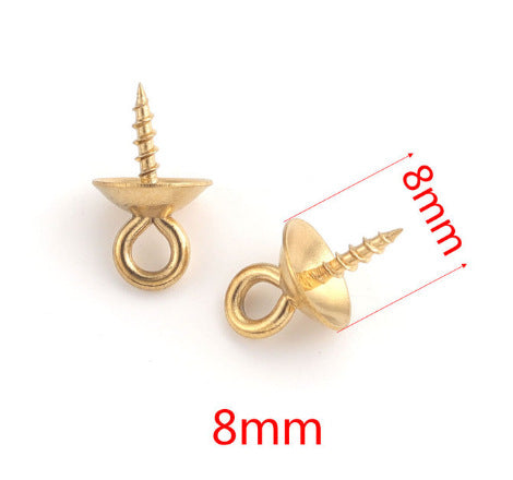 P04 Screw Eye Pins Peg Bail Small Stainless Steel Cup Pear Eyelet Screw Eye Pins for Jewelry Making Earring DIY Beads Craft 50pcs per Bag