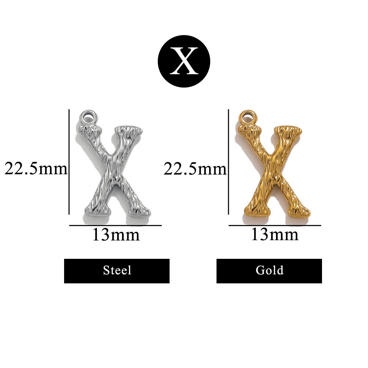 PD11 26 Letters Pendant Stainless Steel Pendant Waterproof No Tarnish Golden Color Pendant