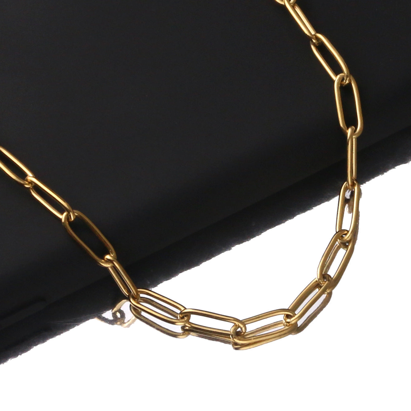 CH13 Paper Clip Chain 18K Golden Color Chain for Necklace DIY One Meter per bag 1m/bag