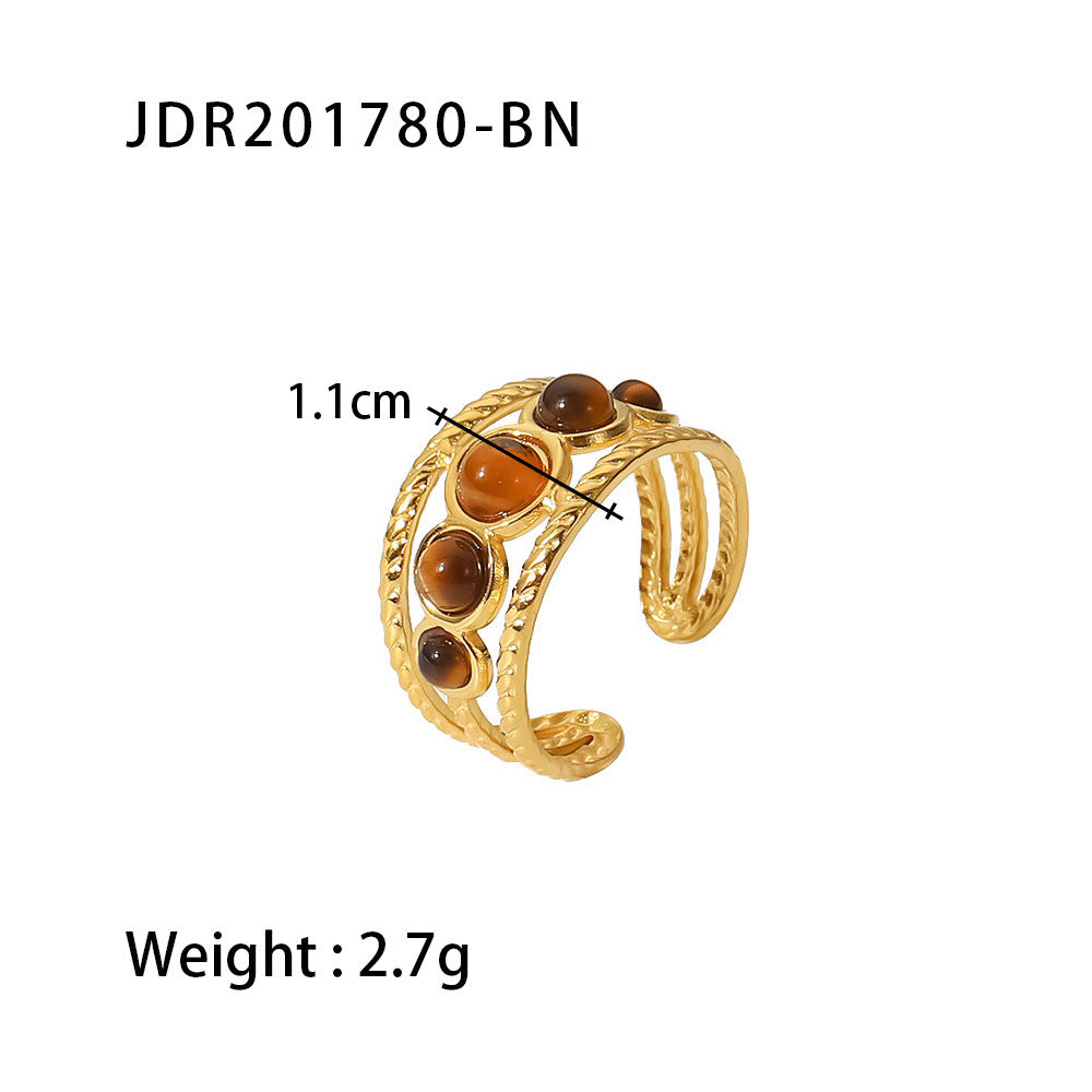 JDR20 Ring Vintage Style Stainless Steel Women's Ring Adjustable Size