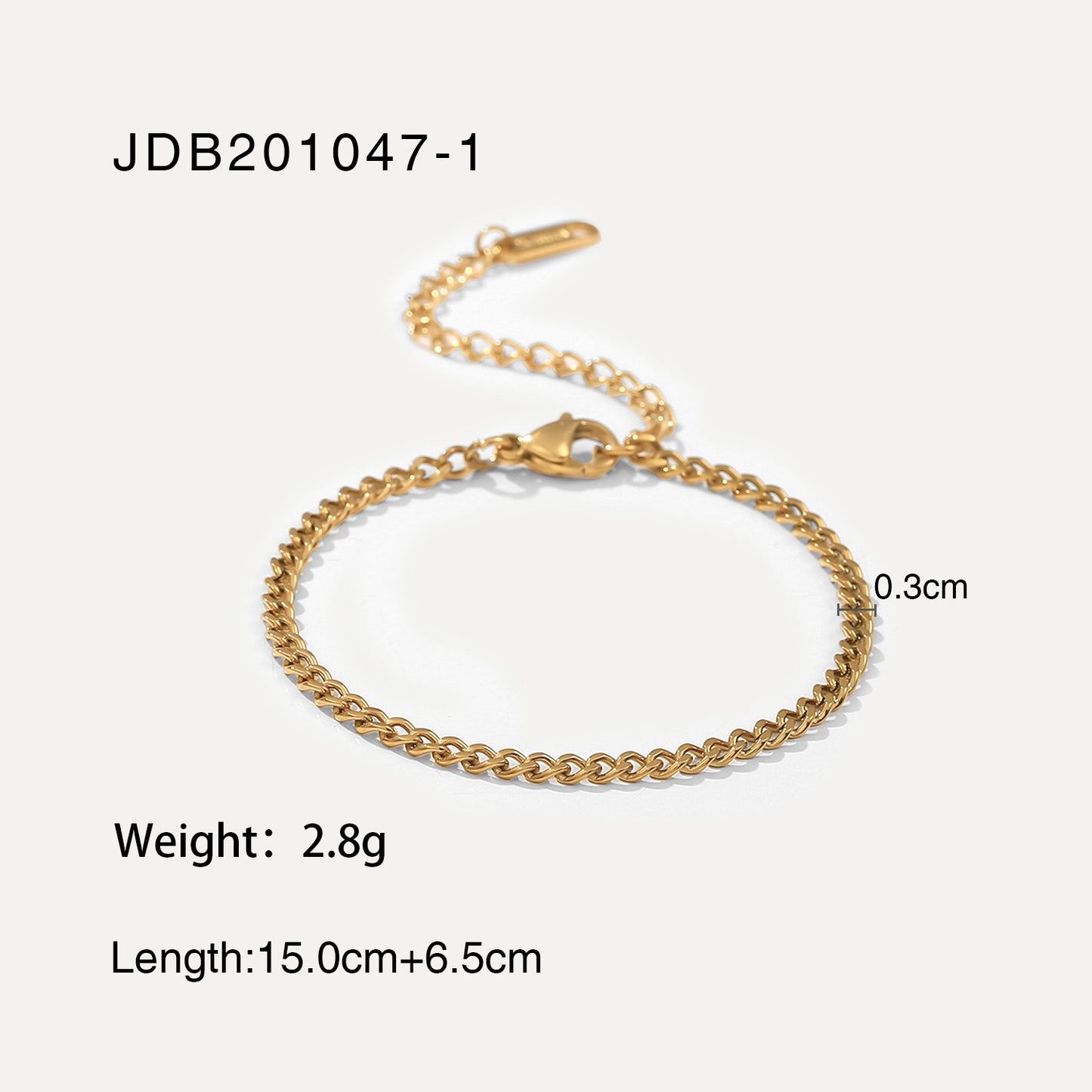 JDB2 Bracelet Stainless Steel Bracelet no Tarnish Waterproof Chain Bracelet for Women