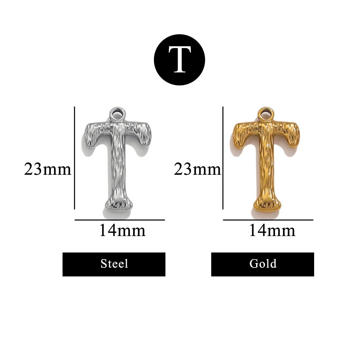 PD11 26 Letters Pendant Stainless Steel Pendant Waterproof No Tarnish Golden Color Pendant