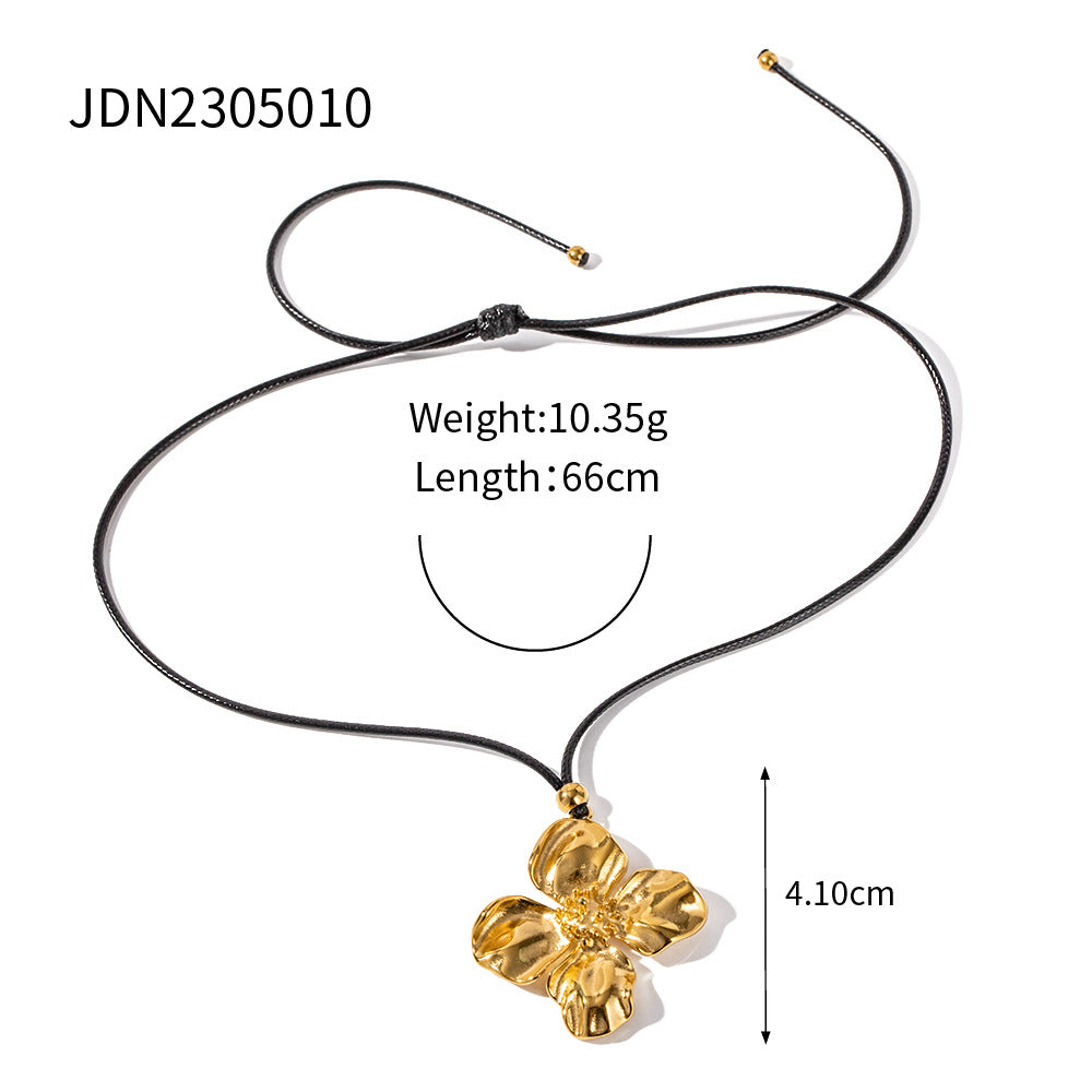 JDN2305010 Stainless Steel Flower Pendant Necklace Ring Earring Set Jewelry Waterproof No tarnish