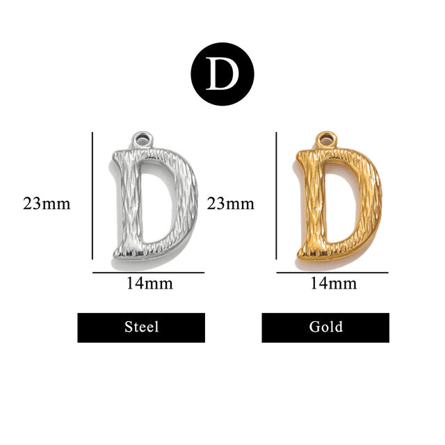 PD11 26 Letters Pendant Stainless Steel Pendant Waterproof No Tarnish Golden Color Pendant