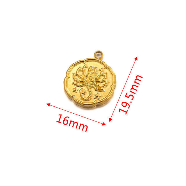 PD15 Zodiac Sign Pendant Stainless Steel Pendant 18k Golden Color Waterproof no Tarnish Pendant