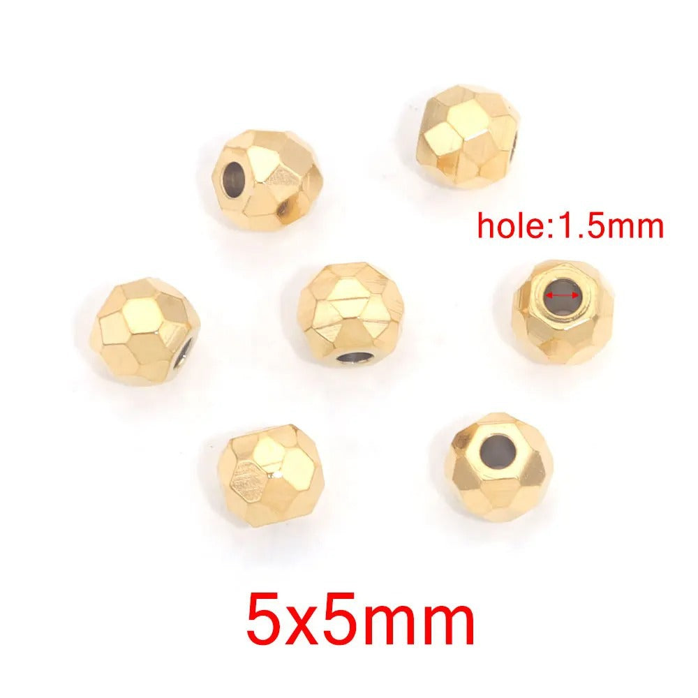 SPC58 Stainless Steel Faceted Spacer Beads for DIY Jewelry Making Bracelet Necklace Accessories