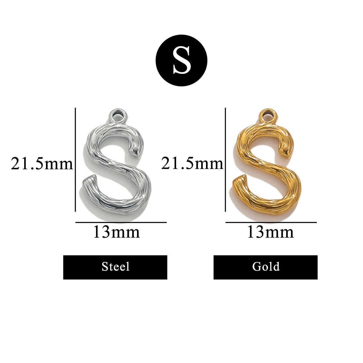 PD11 26 Letters Pendant Stainless Steel Pendant Waterproof No Tarnish Golden Color Pendant