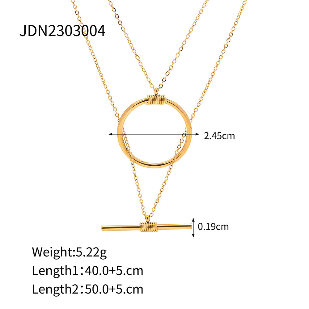 JDN2303004 Two in One Double Layer Necklace Stainless Steel no Tarnish Chain Necklace for Women