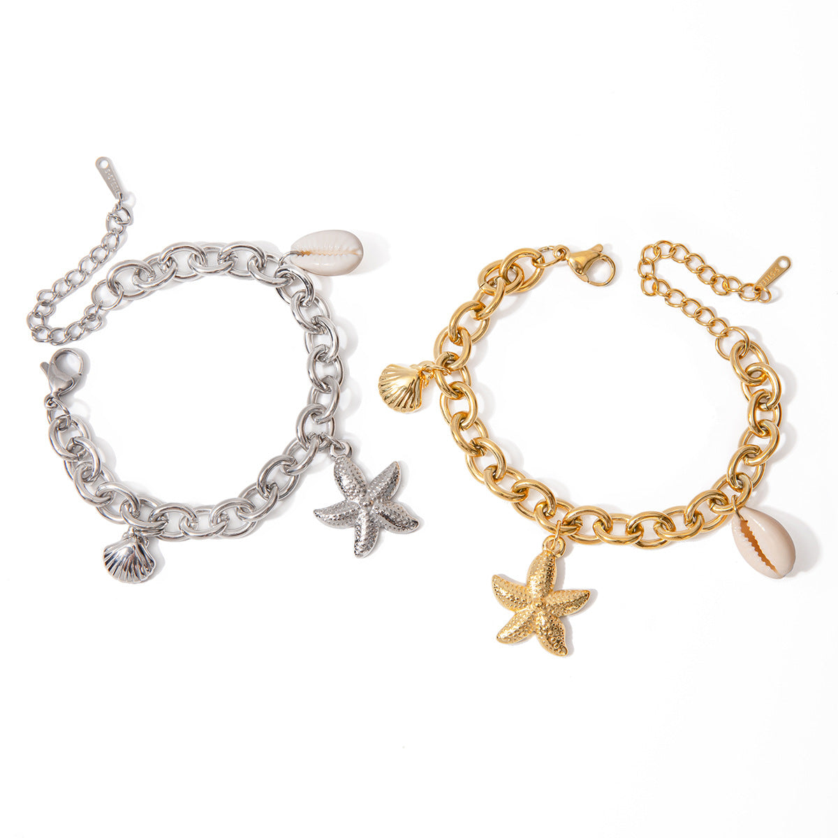 JDBW2403022 18K Gold Plated Stainless Steel Necklace Bracelet set Ocean Style Star Fish Shell Design Jewelry