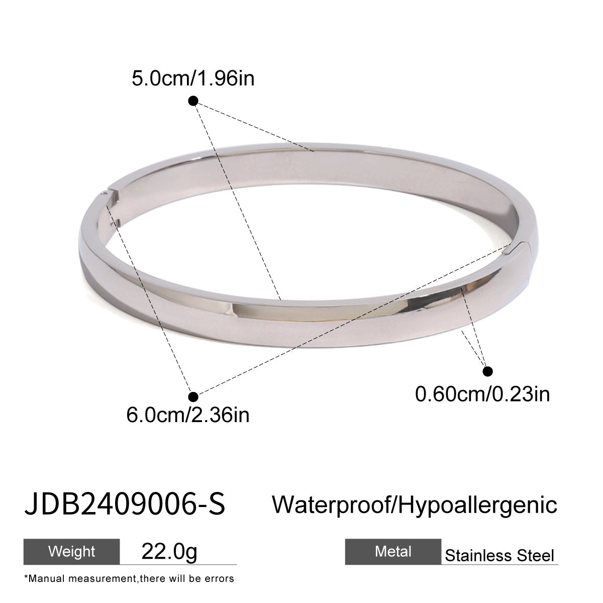 JDB2409009 Stainless Steel Square Snap Bracelet for Woman