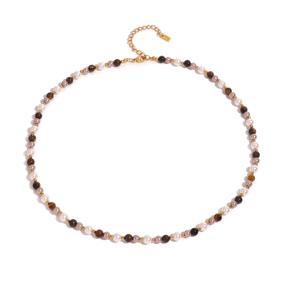 JDN2409023 Tiger Eye Pearl Necklace Natural Gemstone Necklace Beads Necklace