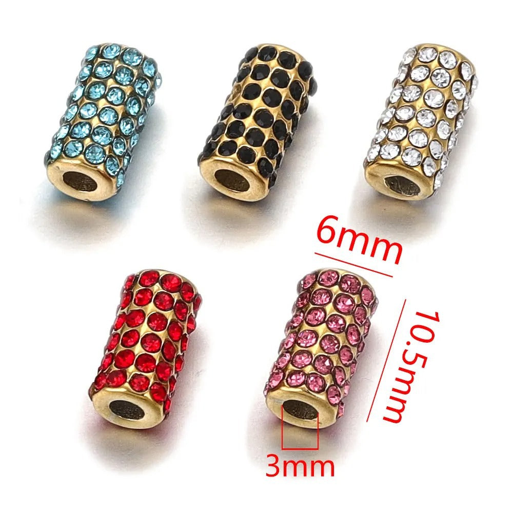 SPC61 Stainless Steel Zircon Spacers Charms Beads for DIY Bracelet Making