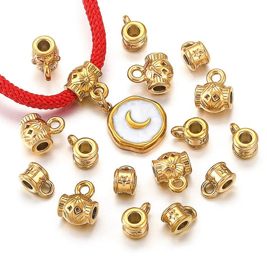 SPC20 Charms Beads Stainless Steel Golden Color with Hook for Cord Bracelet Necklace Design