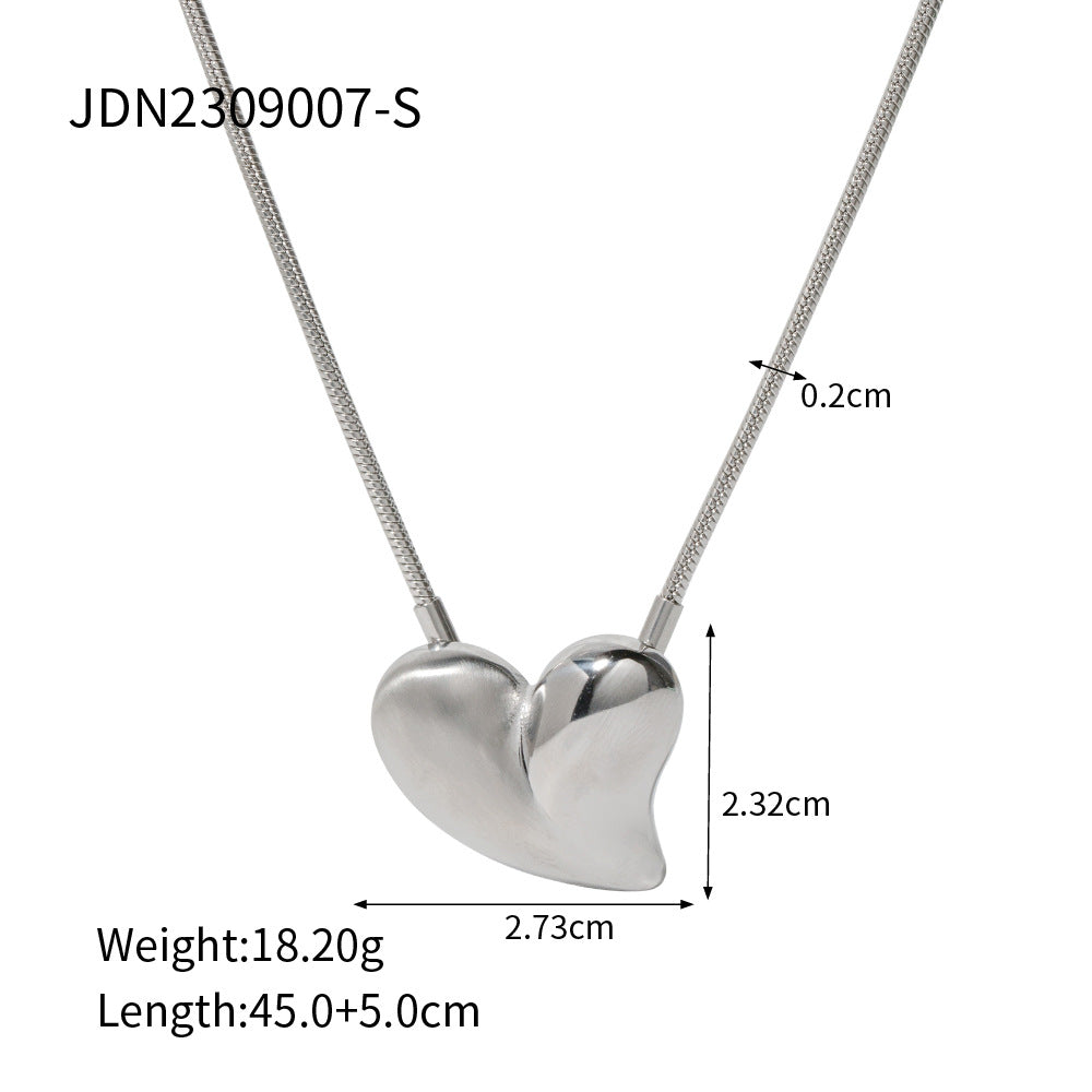 JDN2309007 Stainless Steel Heart Pendant Necklace Earring Set Jewelry set Waterproof Chain Necklace for Women