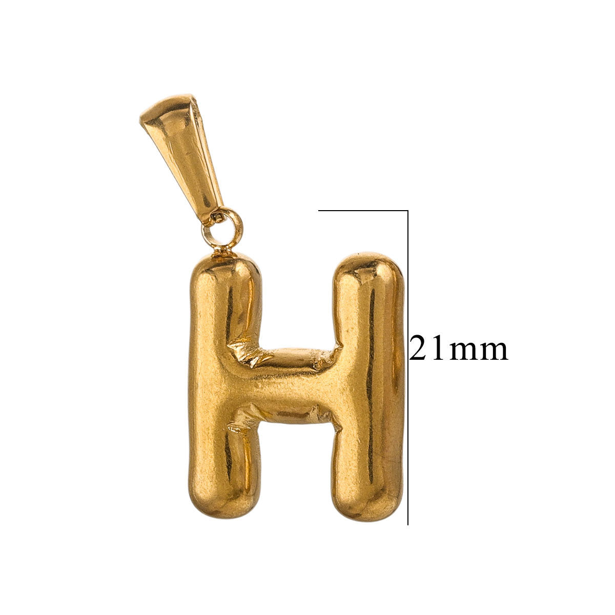 PD12 Puff Letter Pendant with Hook Stainless Steel No Tarnish Waterproof Golden Color Pendant