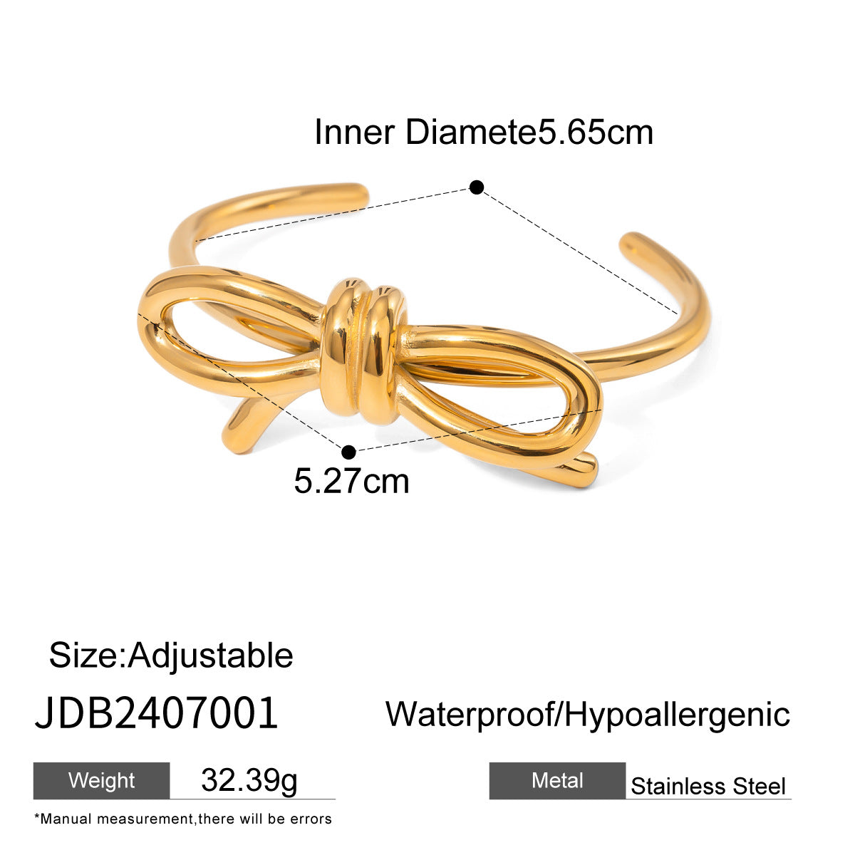 JDB2407001 Stainless Steel Bow Tie Bracelet for Open Size Bangle for Women