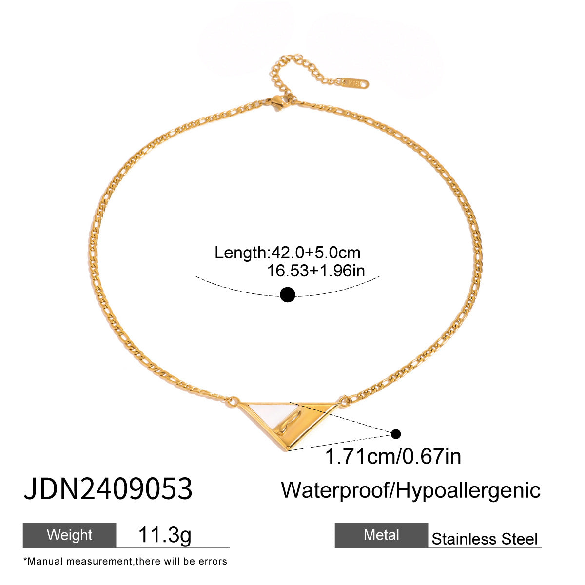 JDN2409053 Triangle Shape Pendant Necklace Stainless Steel Necklace