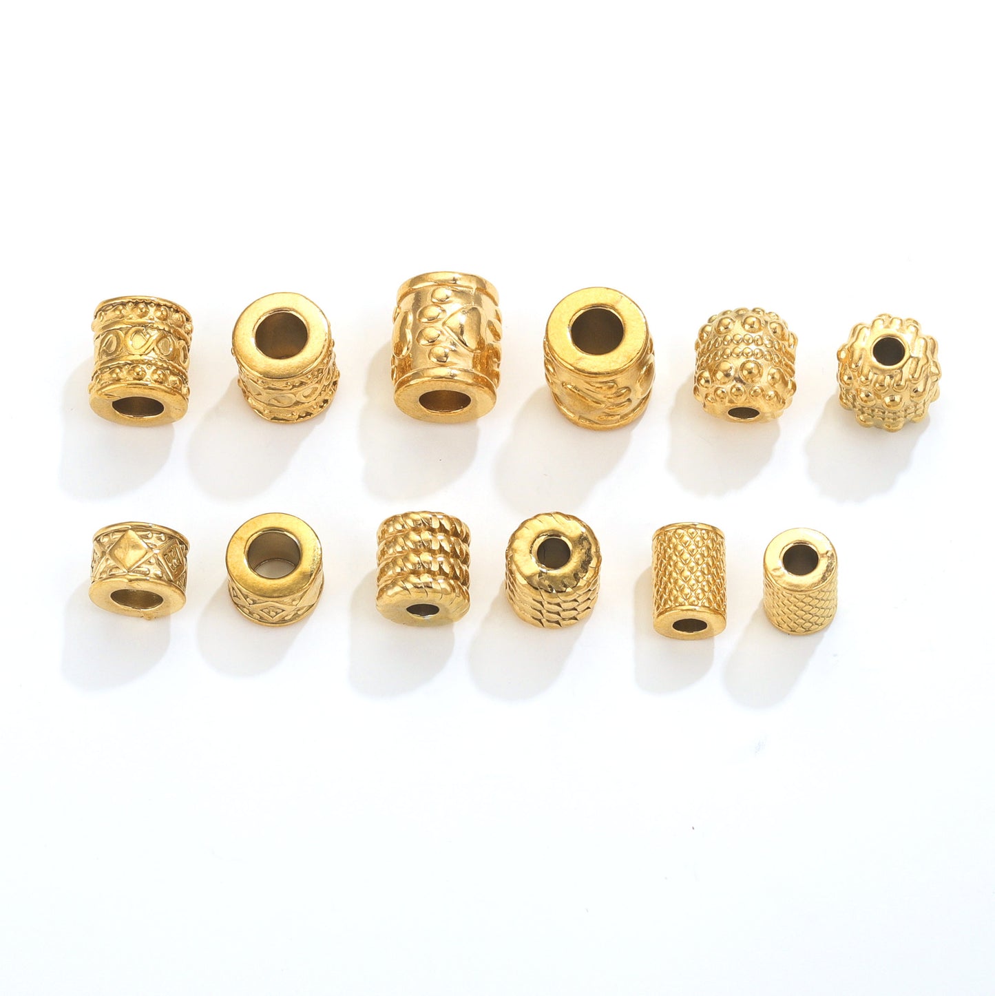 SPC49 Spacer Charms Beads Donut Barrel Carved Shape Beads for DIY Bracelet