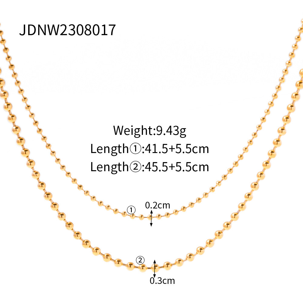 JDNW2308017 Stainless Steel Beaded Chain Necklace Waterproof No Tarnish Chain Necklace for Women