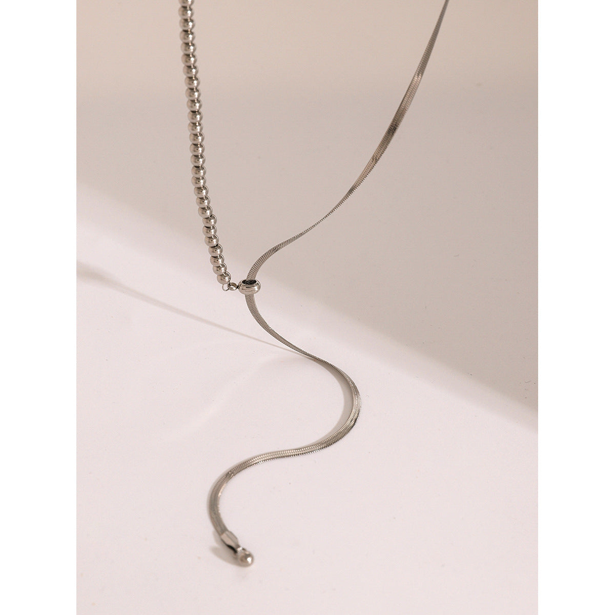 JDN2405010 Stainless Steel Snake Chain Y Shape Necklace for Women