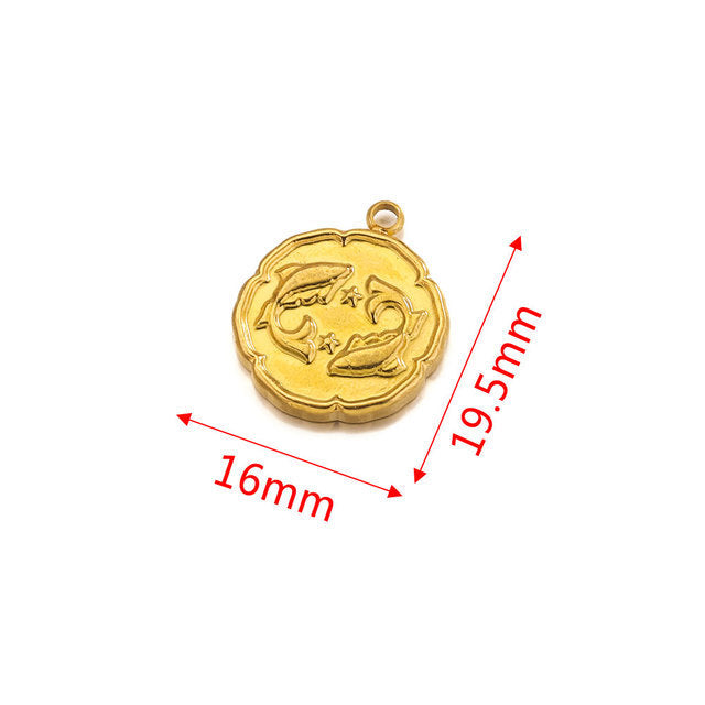 PD15 Zodiac Sign Pendant Stainless Steel Pendant 18k Golden Color Waterproof no Tarnish Pendant