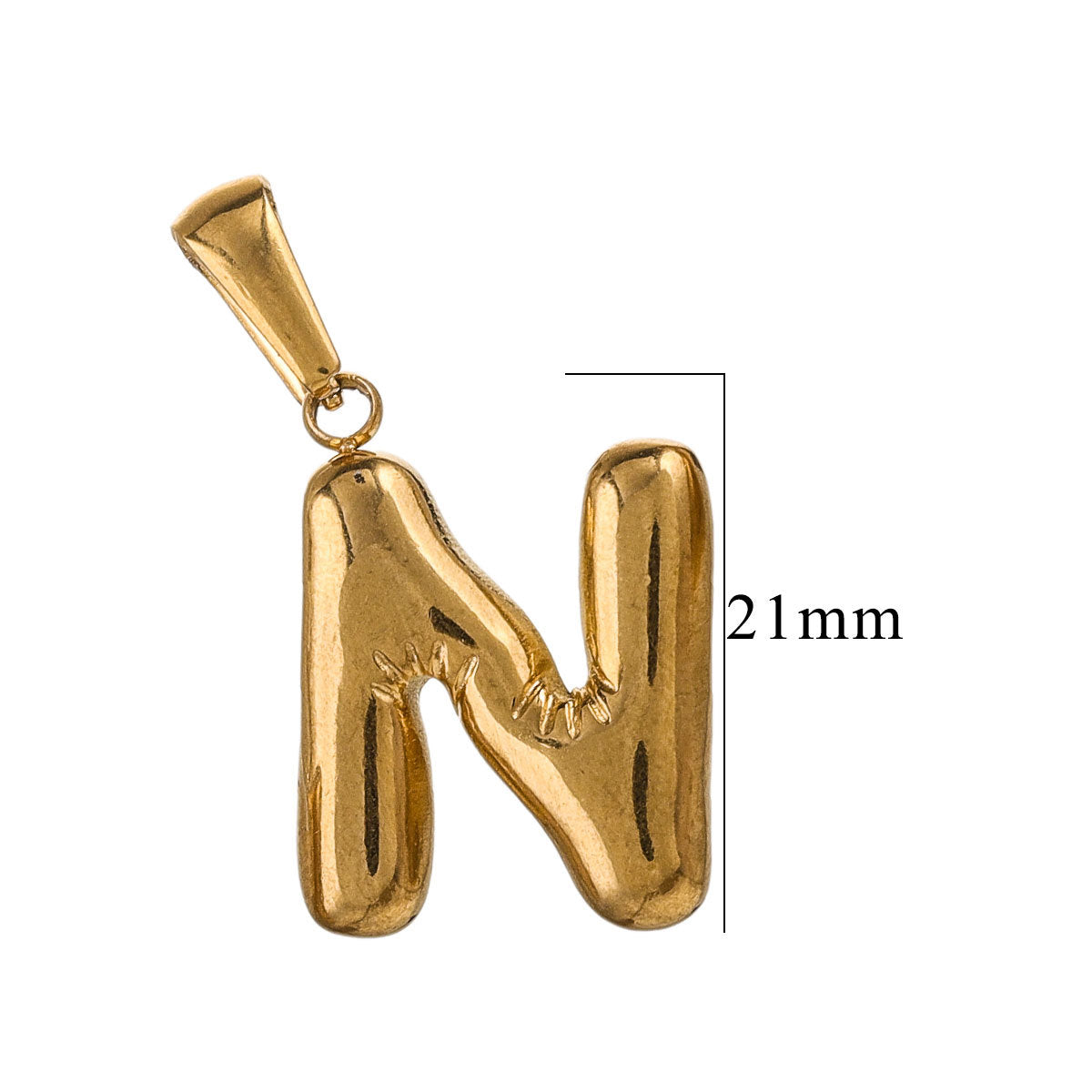 PD12 Puff Letter Pendant with Hook Stainless Steel No Tarnish Waterproof Golden Color Pendant