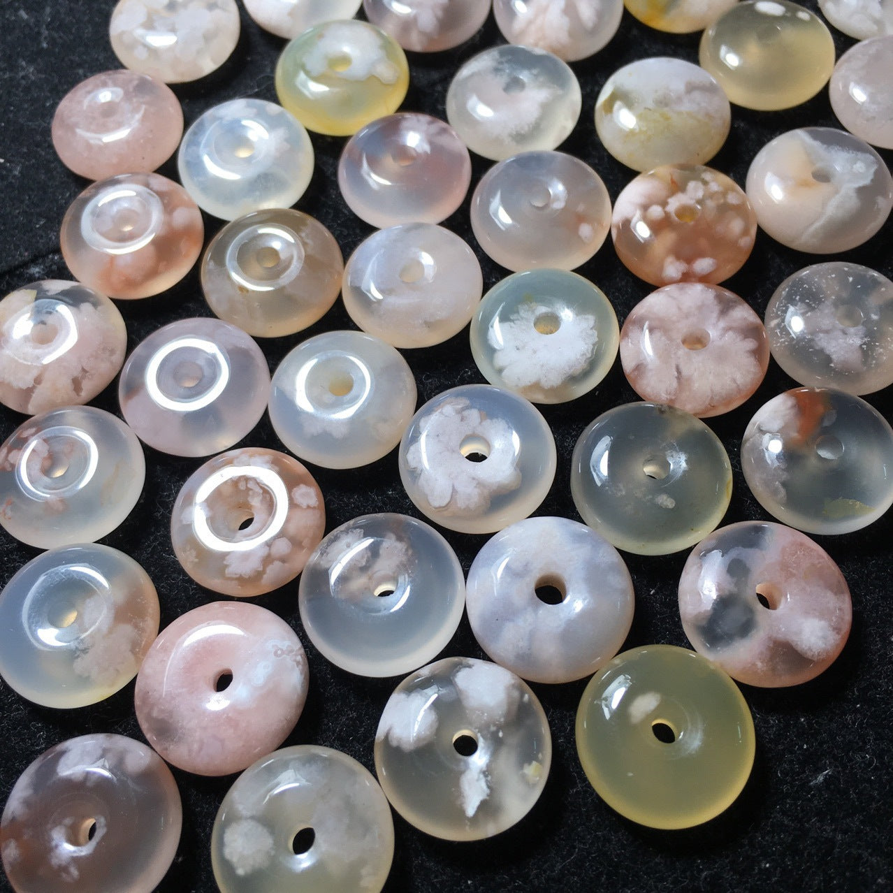 PD07 2.5mm Flower Agate Donut Natural Agate