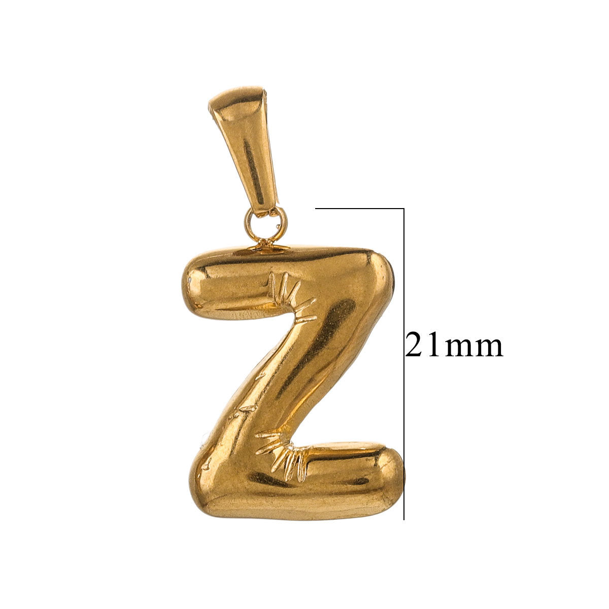 PD12 Puff Letter Pendant with Hook Stainless Steel No Tarnish Waterproof Golden Color Pendant