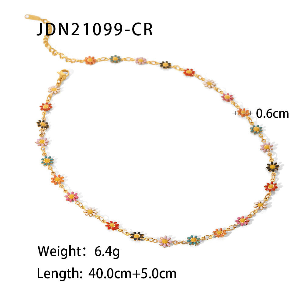 JDB2012635 Stainless Steel Daisy Flower Necklace Bracelet NO tarnish Necklace for Women