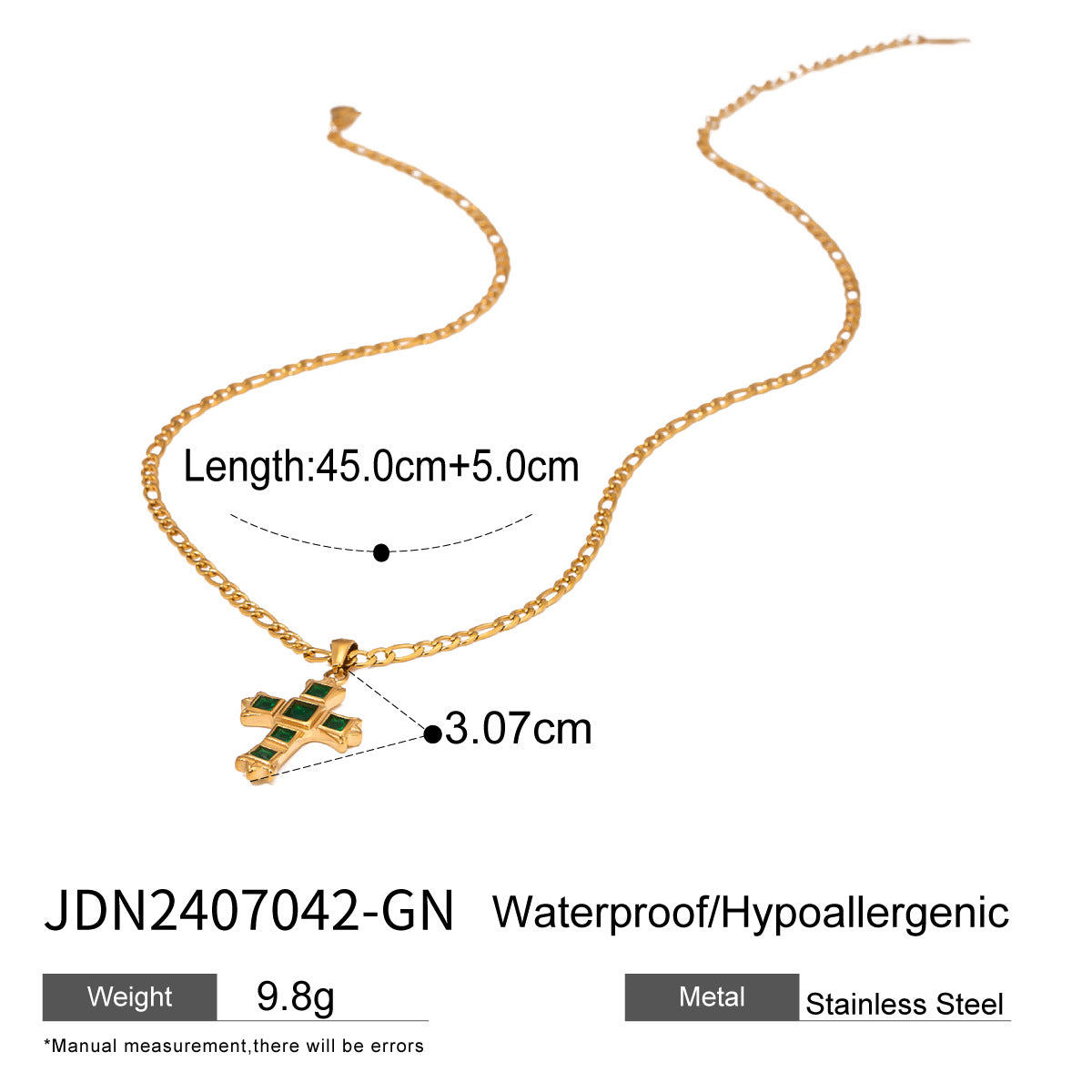 JDN2407042 Cross Pendant Necklace Stainless Steel Chain no Tarnish Chain Necklace for Women