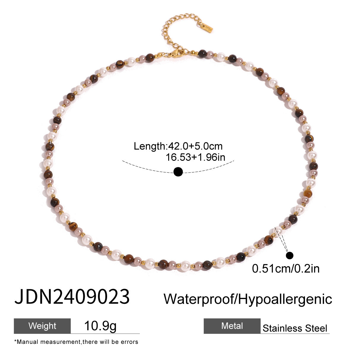 JDN2409023 Tiger Eye Pearl Necklace Natural Gemstone Necklace Beads Necklace