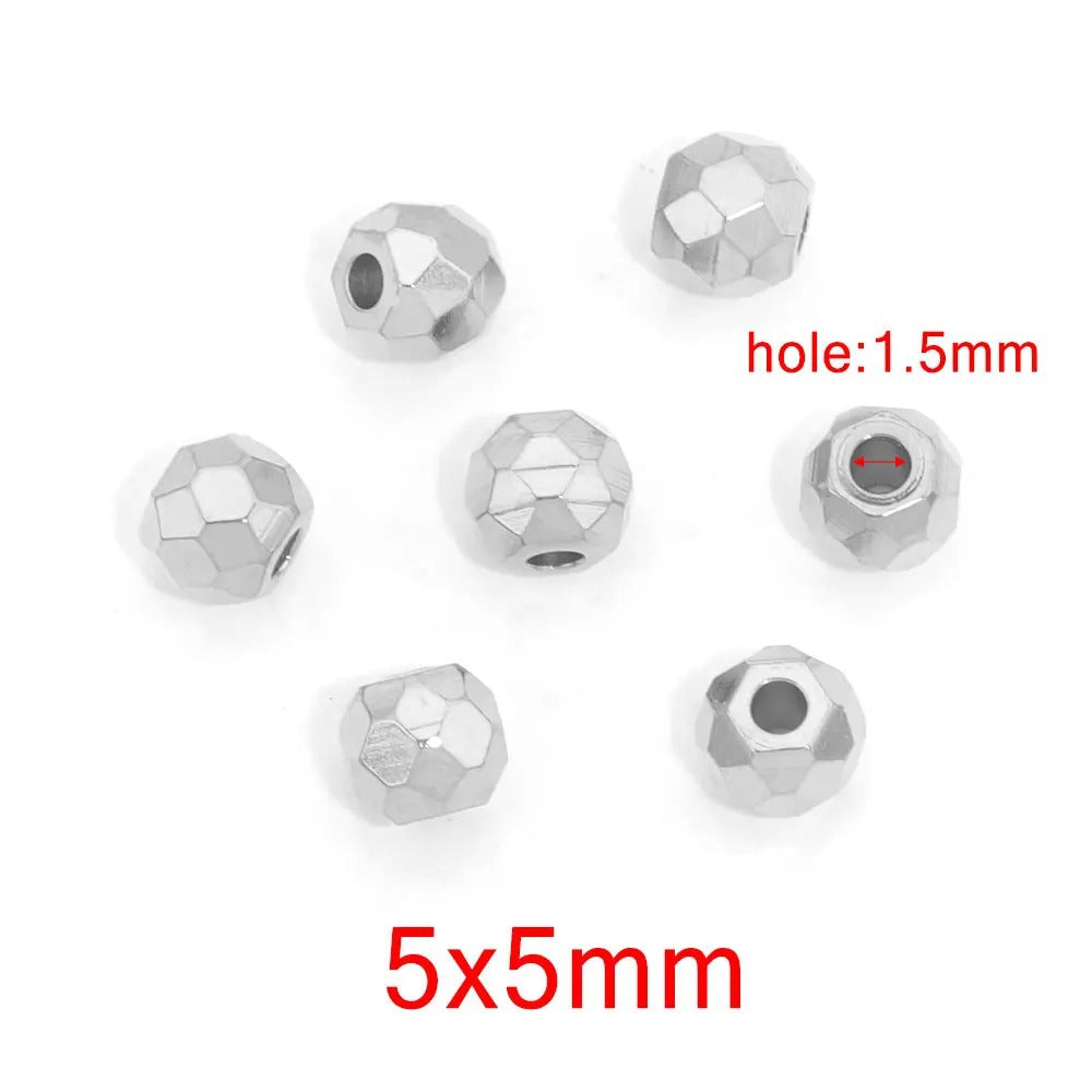 SPC58 Stainless Steel Faceted Spacer Beads for DIY Jewelry Making Bracelet Necklace Accessories