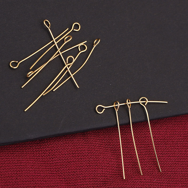 P01 0.7mm Eye Pin Stainless Steel 18k Golden Color Eye Pin for DIY Jewelry Making