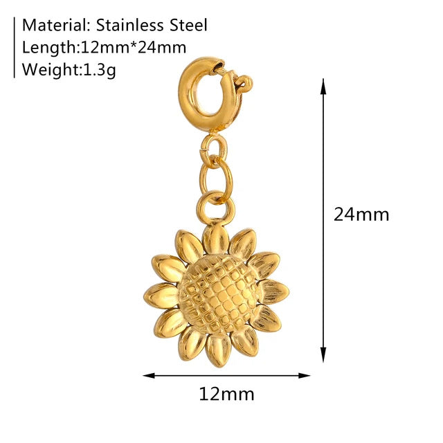 PD06 Stainless Steel Pendants Sunflower Star Turtle Ladybug Starfish FIsh Tail Pendants