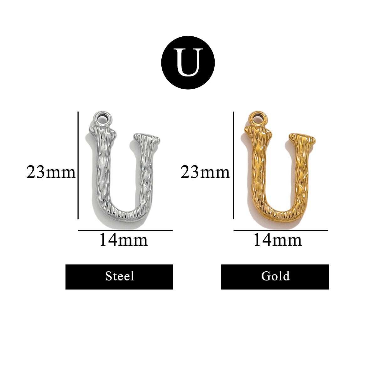 PD11 26 Letters Pendant Stainless Steel Pendant Waterproof No Tarnish Golden Color Pendant