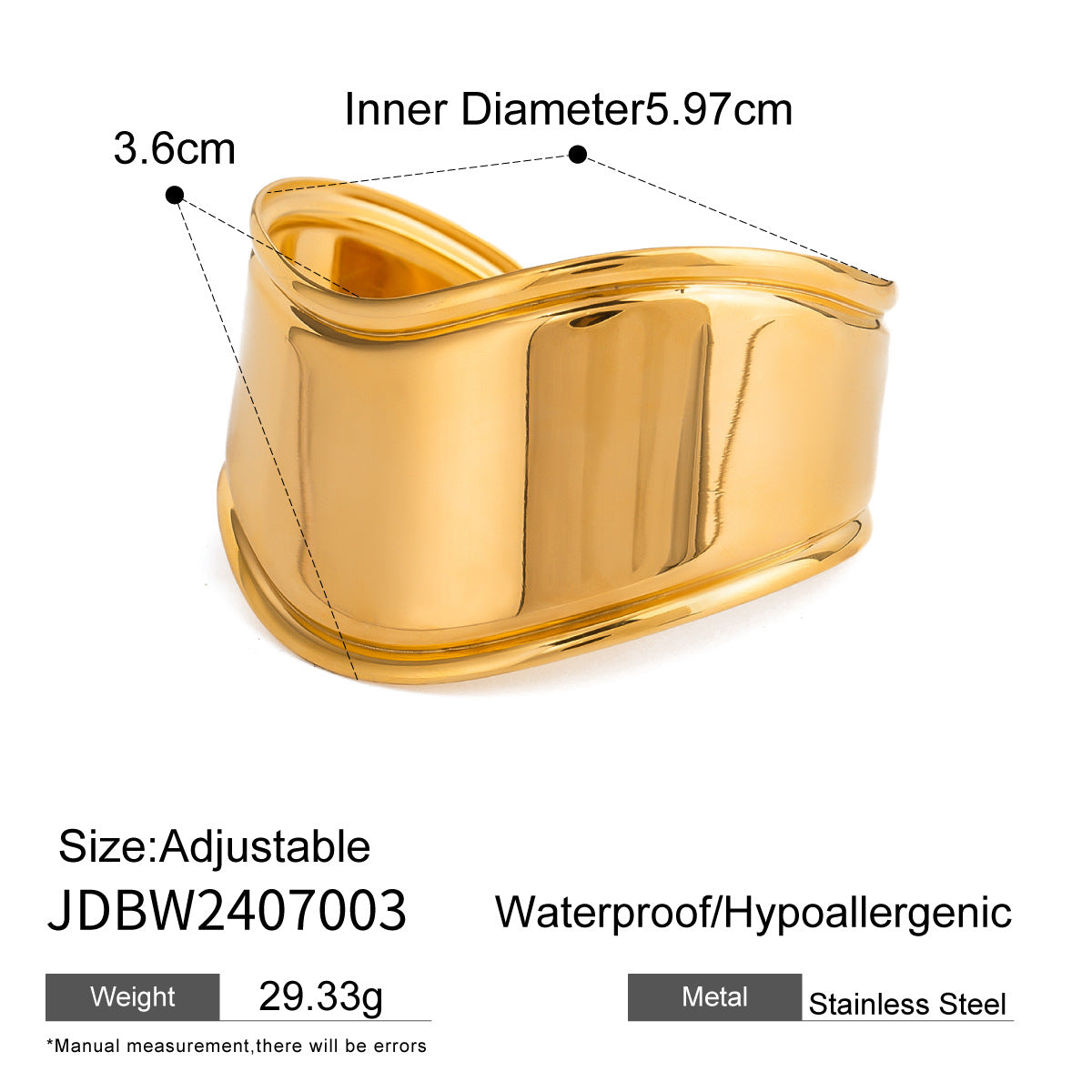 JDBW2407003 18K Golden Color Stainless Steel Bracelet not Tarnish Color Bangle for Women