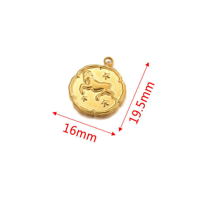 PD15 Zodiac Sign Pendant Stainless Steel Pendant 18k Golden Color Waterproof no Tarnish Pendant