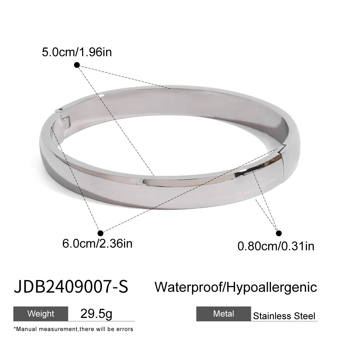 JDB2409009 Stainless Steel Square Snap Bracelet for Woman