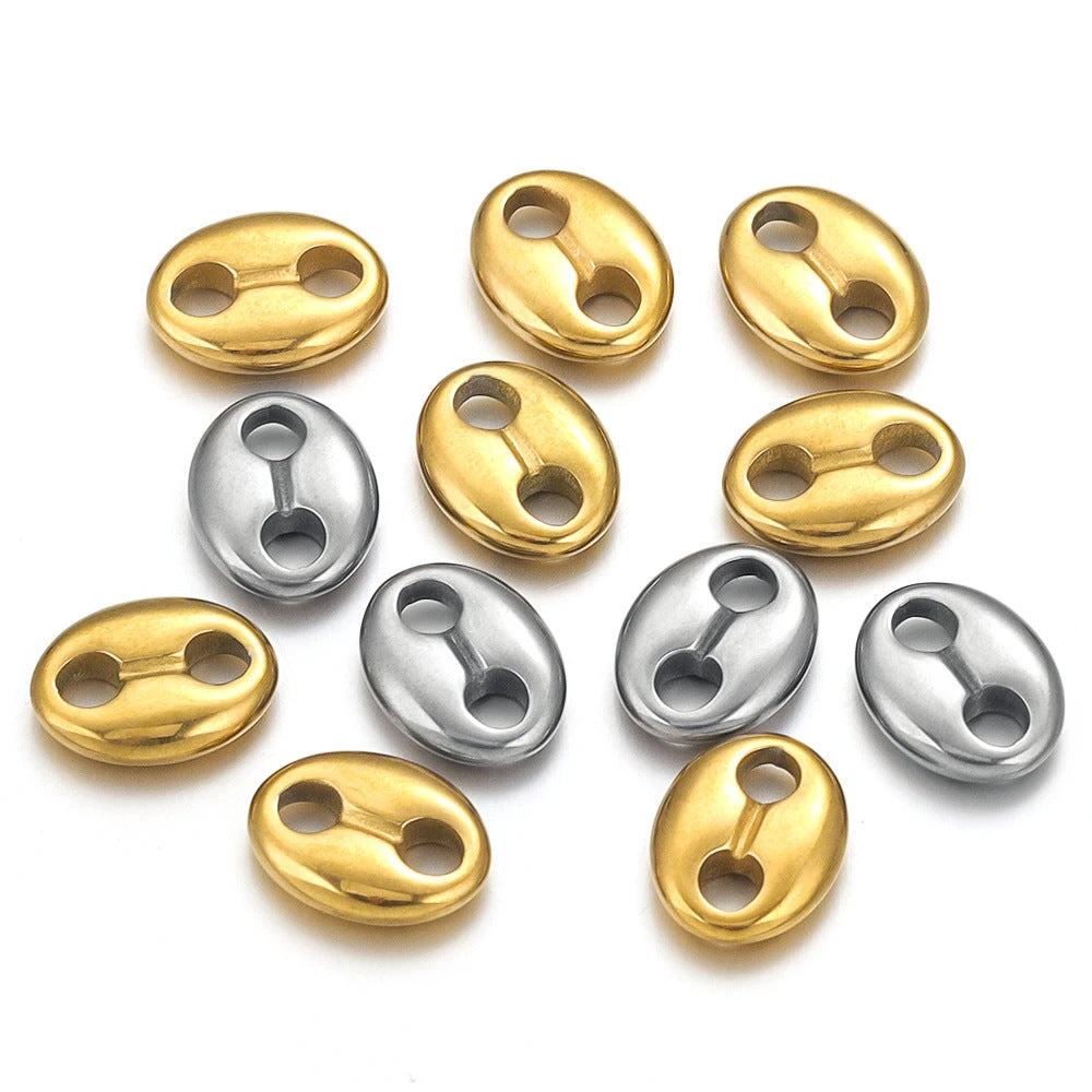 CB07 Double hole String Connecter Stopper Beads Stainless Steel Not easy Tarnish DIY Accessories