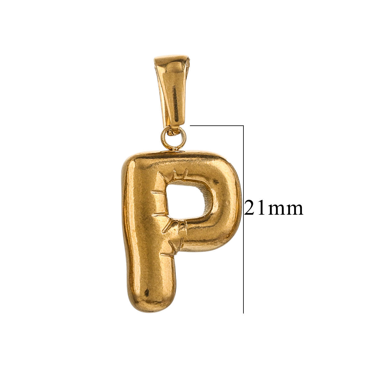 PD12 Puff Letter Pendant with Hook Stainless Steel No Tarnish Waterproof Golden Color Pendant