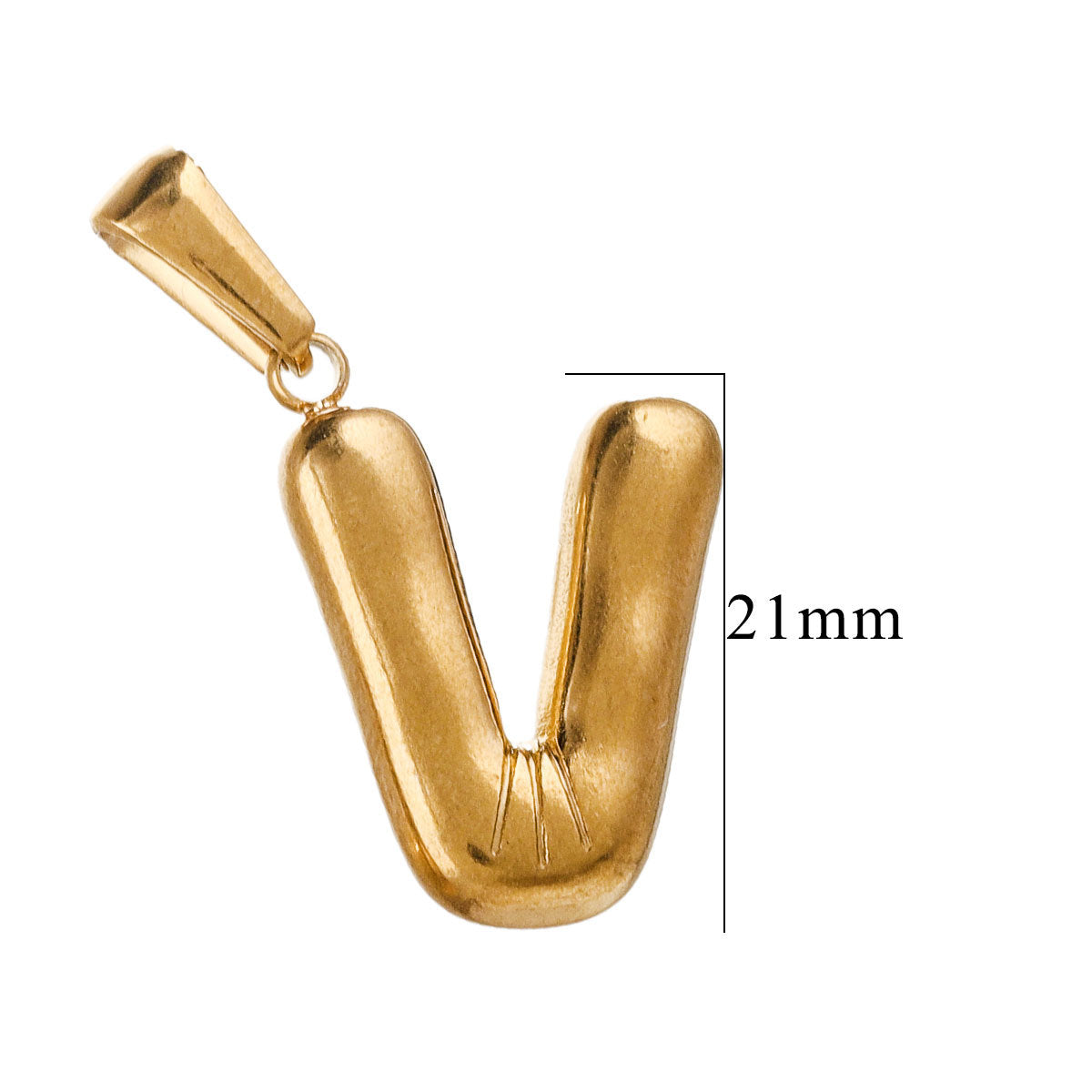 PD12 Puff Letter Pendant with Hook Stainless Steel No Tarnish Waterproof Golden Color Pendant