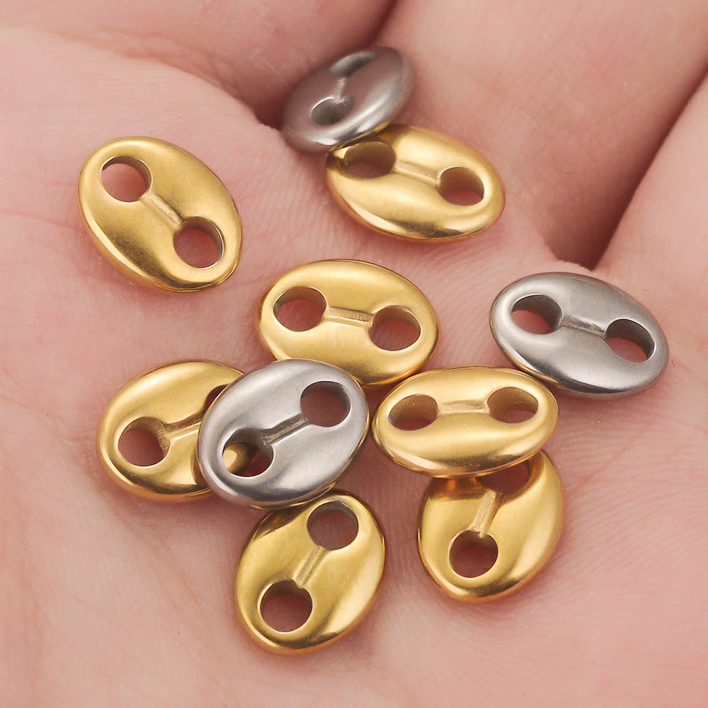 CB07 Double hole String Connecter Stopper Beads Stainless Steel Not easy Tarnish DIY Accessories