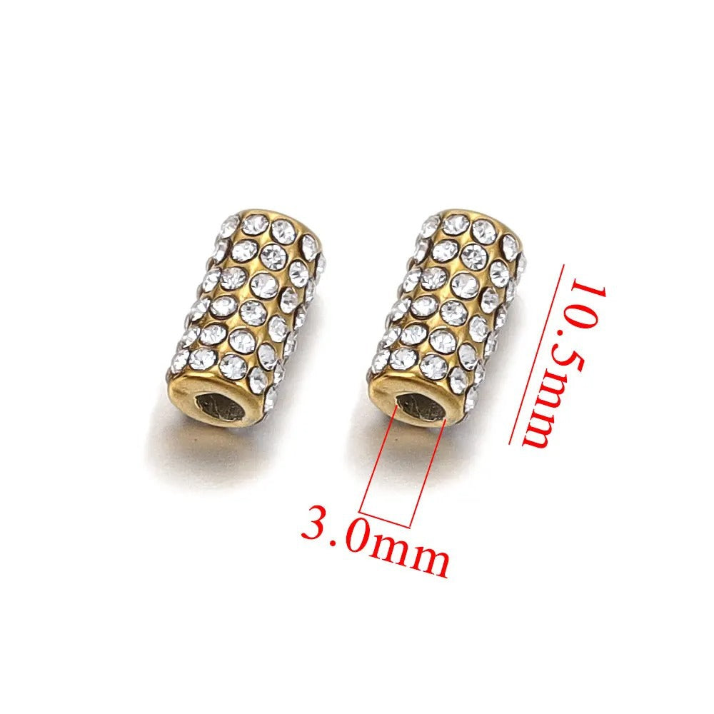 SPC61 Stainless Steel Zircon Spacers Charms Beads for DIY Bracelet Making