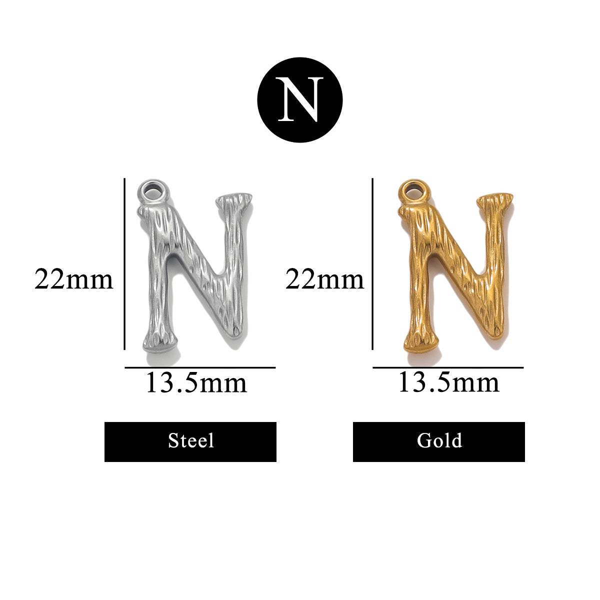 PD11 26 Letters Pendant Stainless Steel Pendant Waterproof No Tarnish Golden Color Pendant