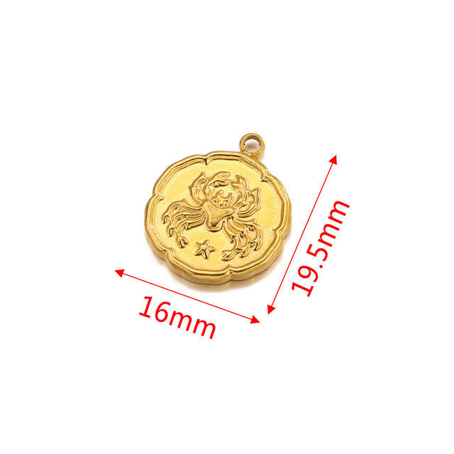 PD15 Zodiac Sign Pendant Stainless Steel Pendant 18k Golden Color Waterproof no Tarnish Pendant