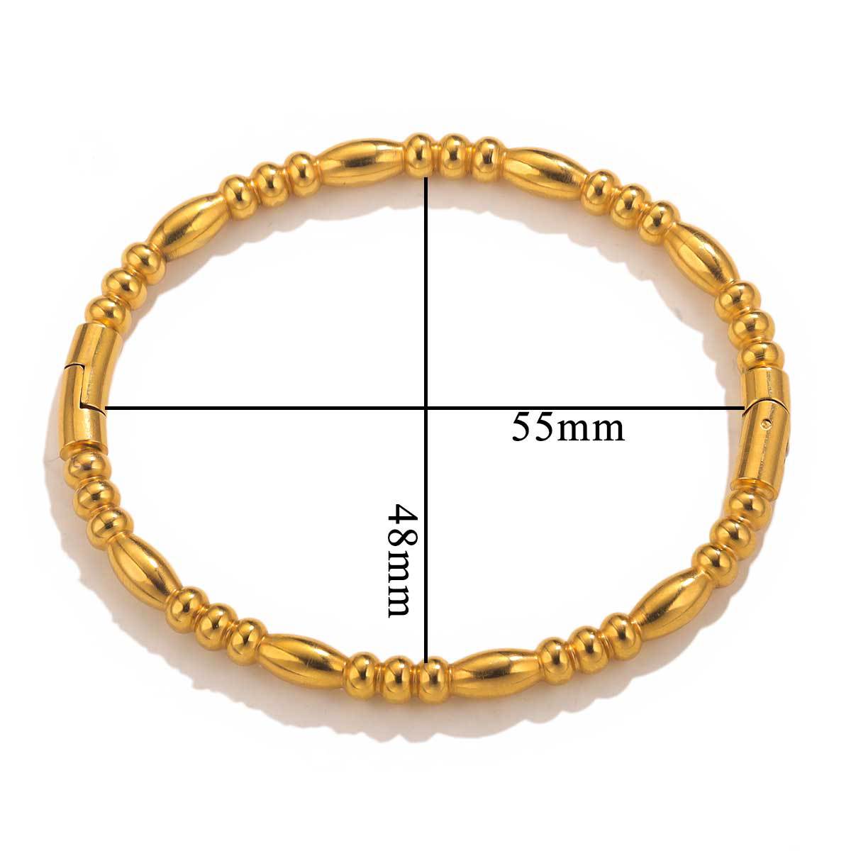 BR02 Bracelet Bamboo Design Bracelet Round Beads Golden Color Bracelet for Women