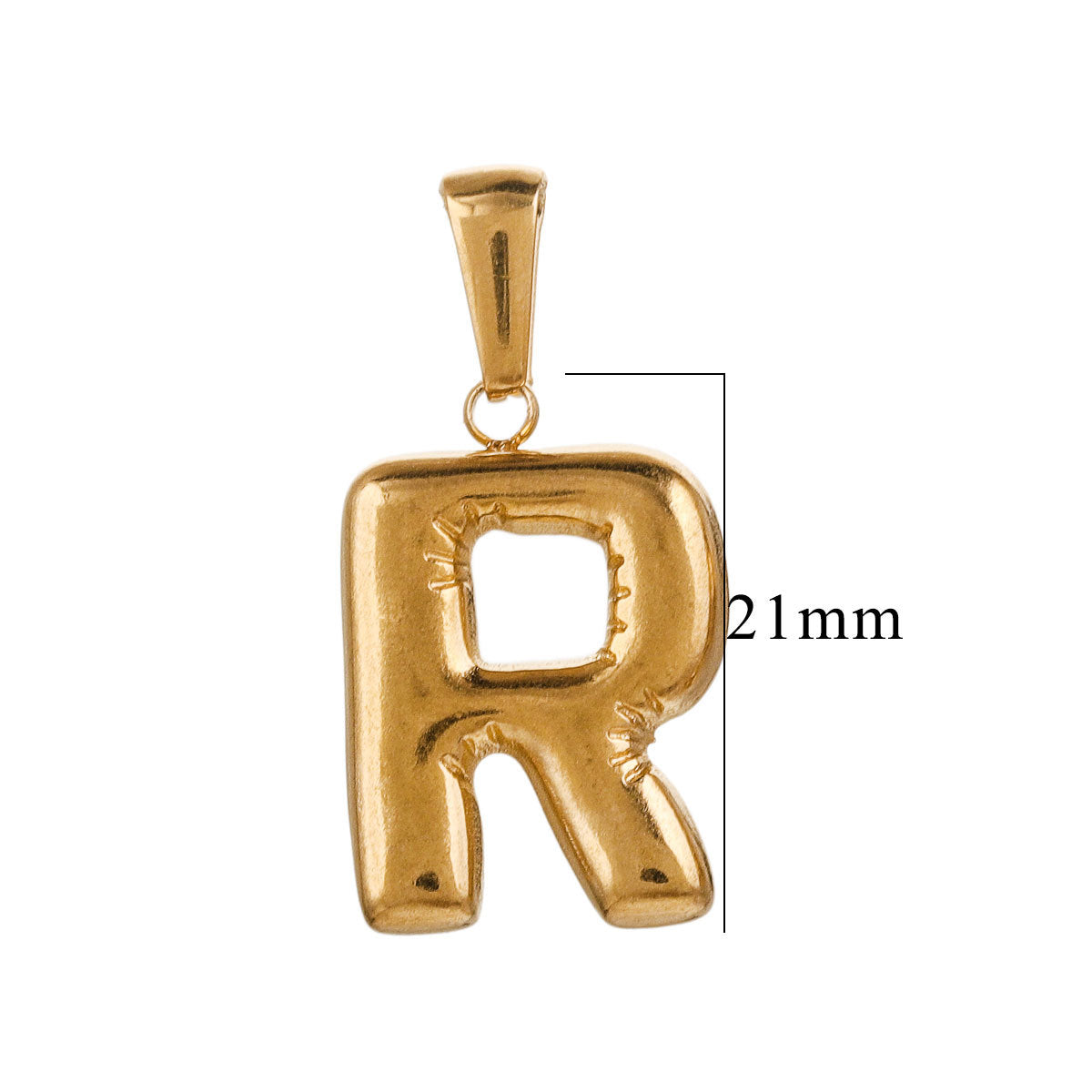 PD12 Puff Letter Pendant with Hook Stainless Steel No Tarnish Waterproof Golden Color Pendant