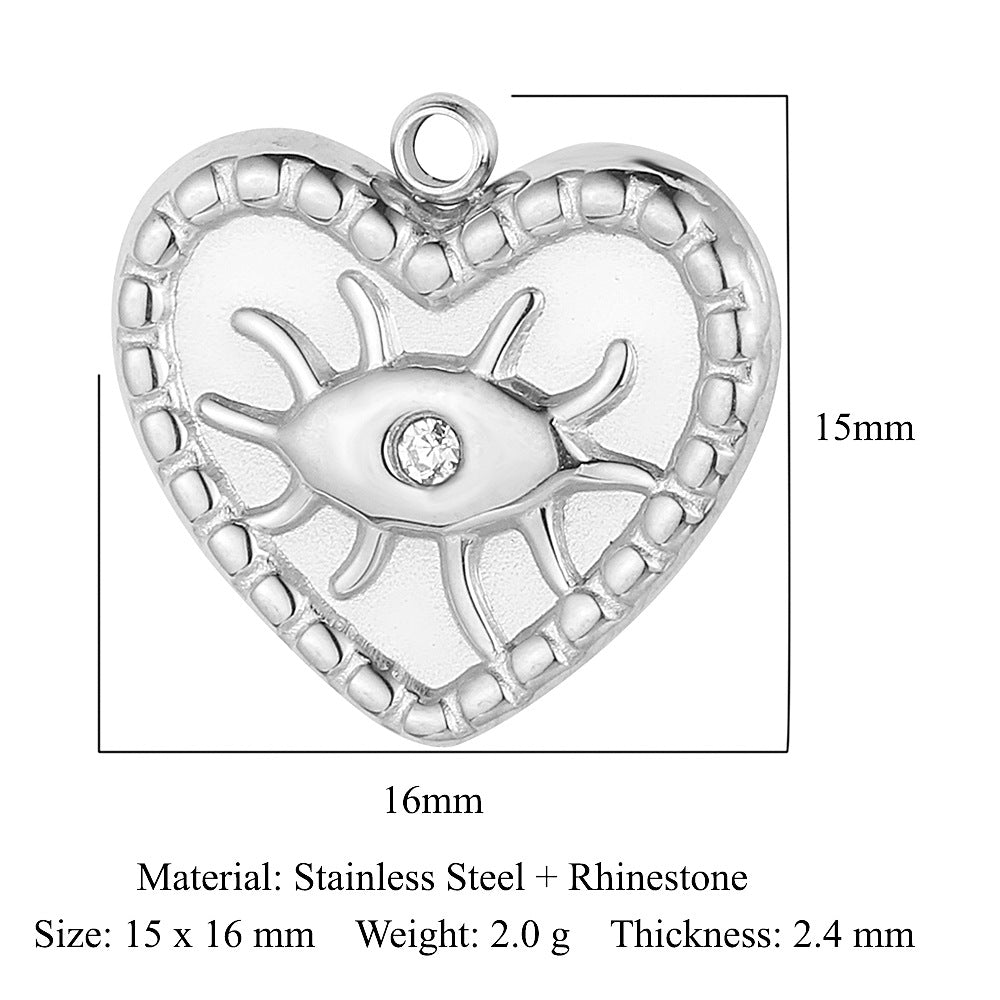 PD05 Heart Shape Pendant with Evil Eyes Design all Shapes Heart DIY Charms Pendant for Bracelet Necklace DIY Accessories