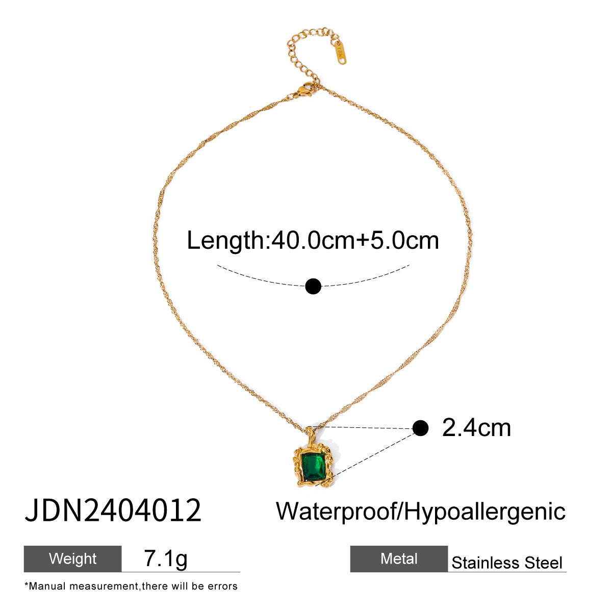 JDE2404018 Stainless Steel Jewelry Set Necklace Ring Earrings Set Zircon Stone Water Proof Chain