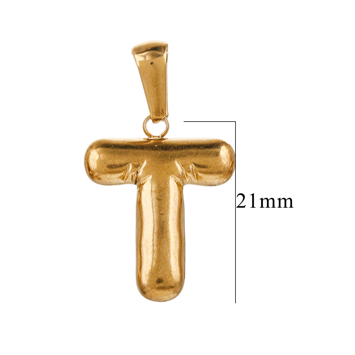 PD12 Puff Letter Pendant with Hook Stainless Steel No Tarnish Waterproof Golden Color Pendant